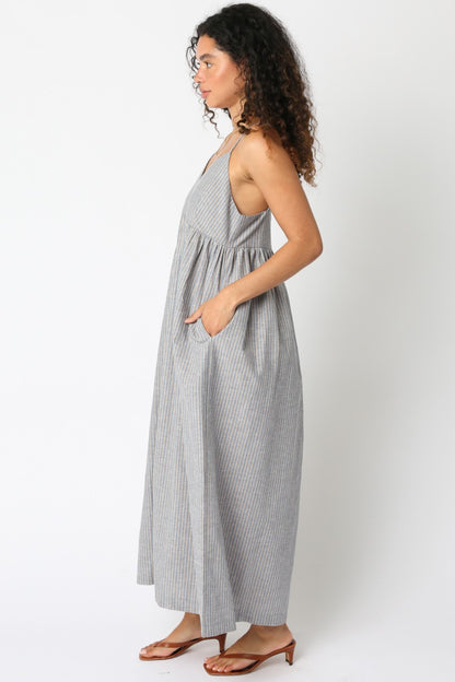 Laila Stripe Midi Dress | Chambray