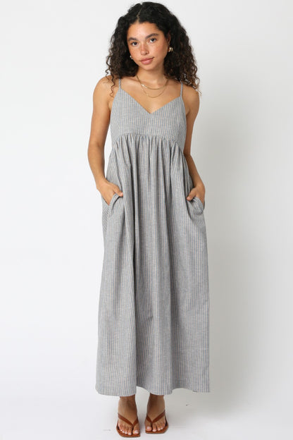 Laila Stripe Midi Dress | Chambray