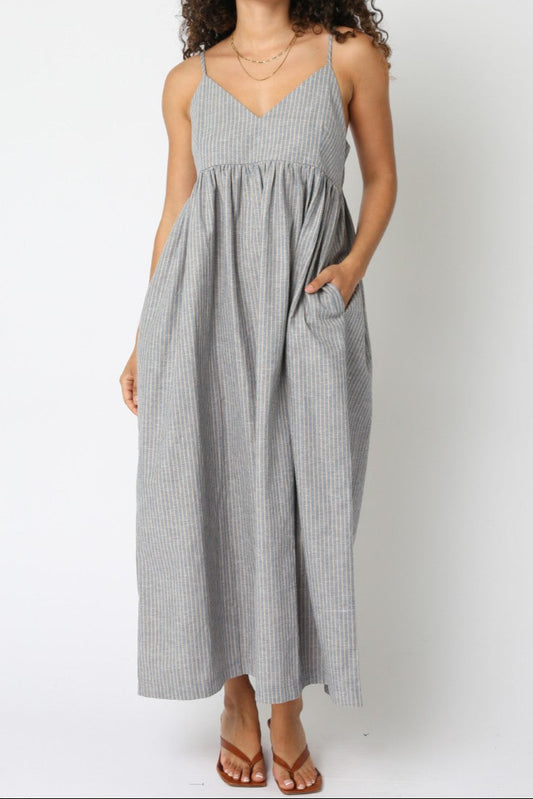 Laila Stripe Midi Dress | Chambray
