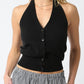 Knit Halter Vest | Black