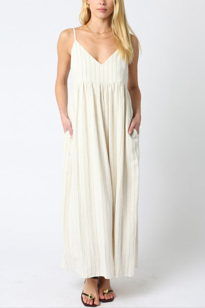 Laila Stripe Midi Dress | Natural