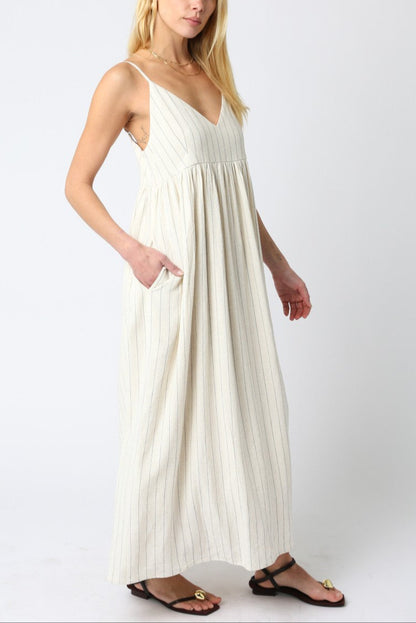 Laila Stripe Midi Dress | Natural