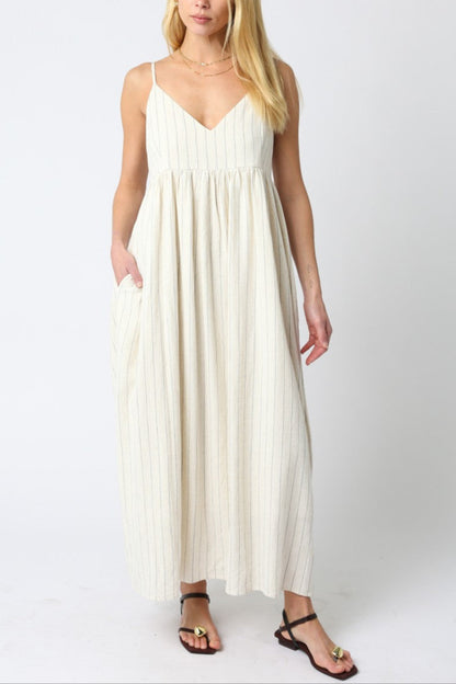 Laila Stripe Midi Dress | Natural