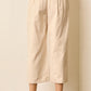 Wide Leg Pleated Denim | Sand