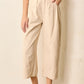 Wide Leg Pleated Denim | Sand