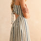 Navy + Brown Stripe Mini Dress