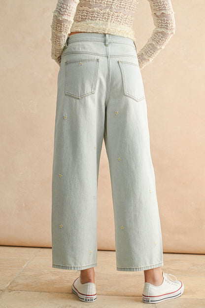 Daisy Embroidered Denim
