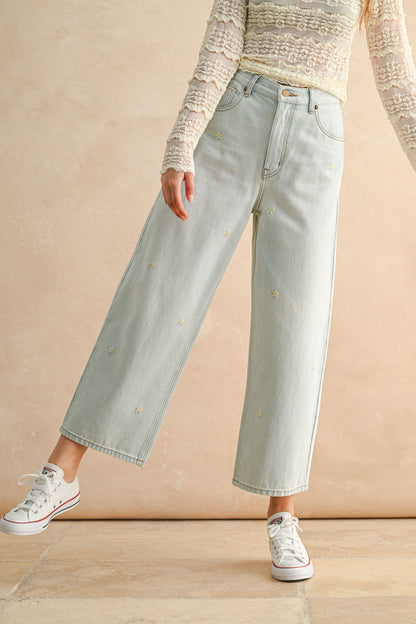Daisy Embroidered Denim