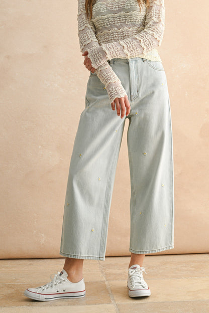Daisy Embroidered Denim