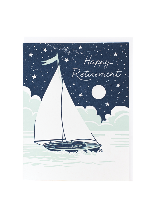 Nighttime Sailboat Retirement Card