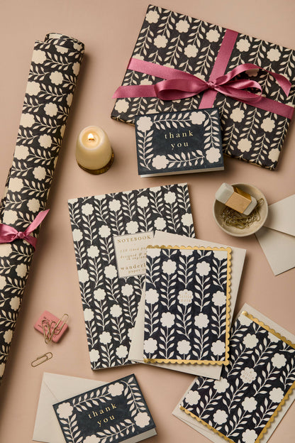 Ink Flora Rolled Gift Wrap