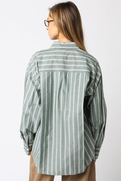 Hex My Ex Oversized Button Up Shirt | Olive