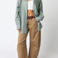 Hex My Ex Oversized Button Up Shirt | Olive