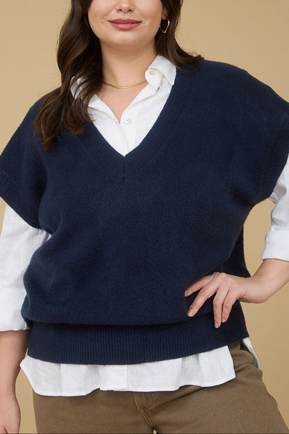 Over It Sweater Vest | Navy | Extended