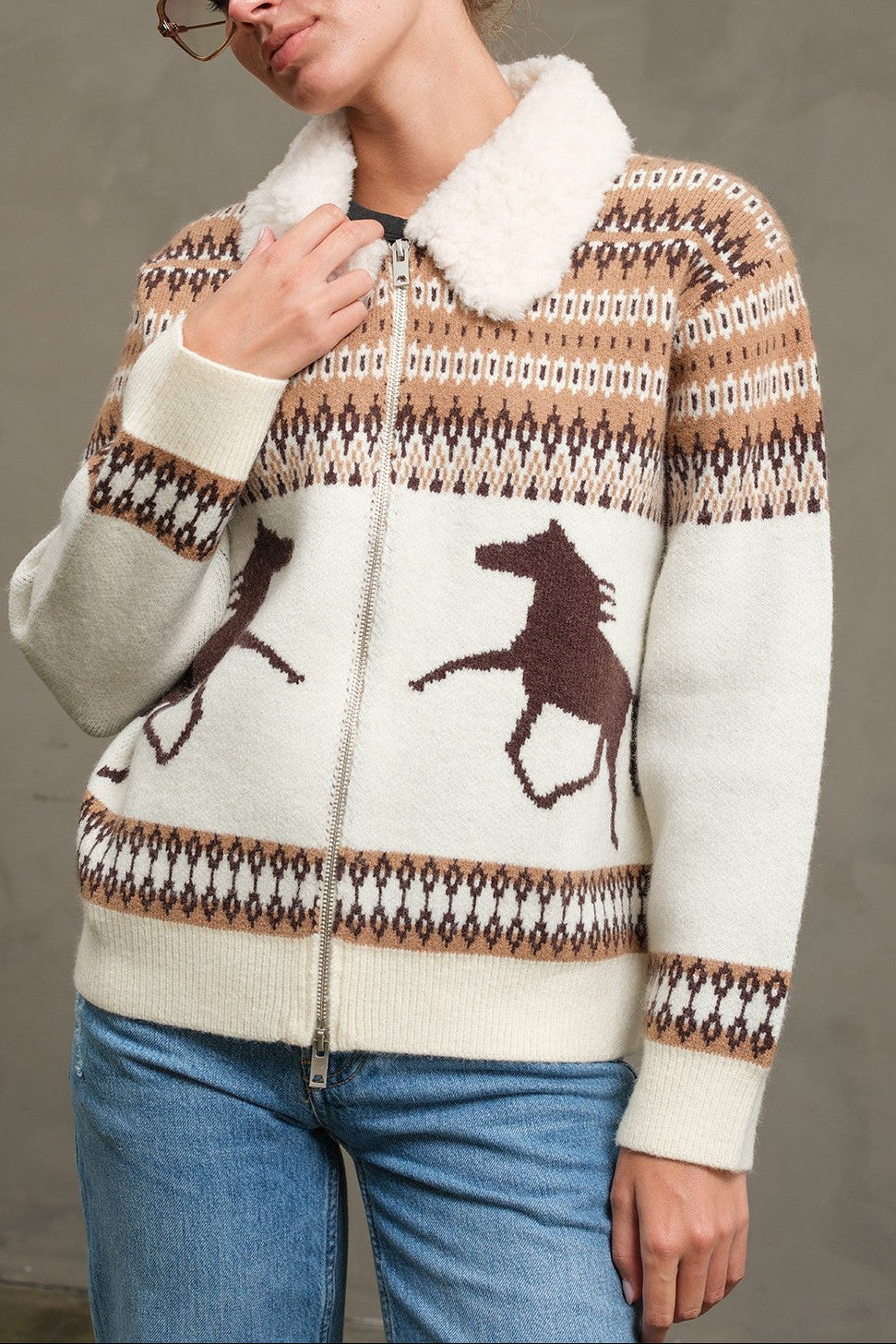 Western Fairisle Zip Cardigan
