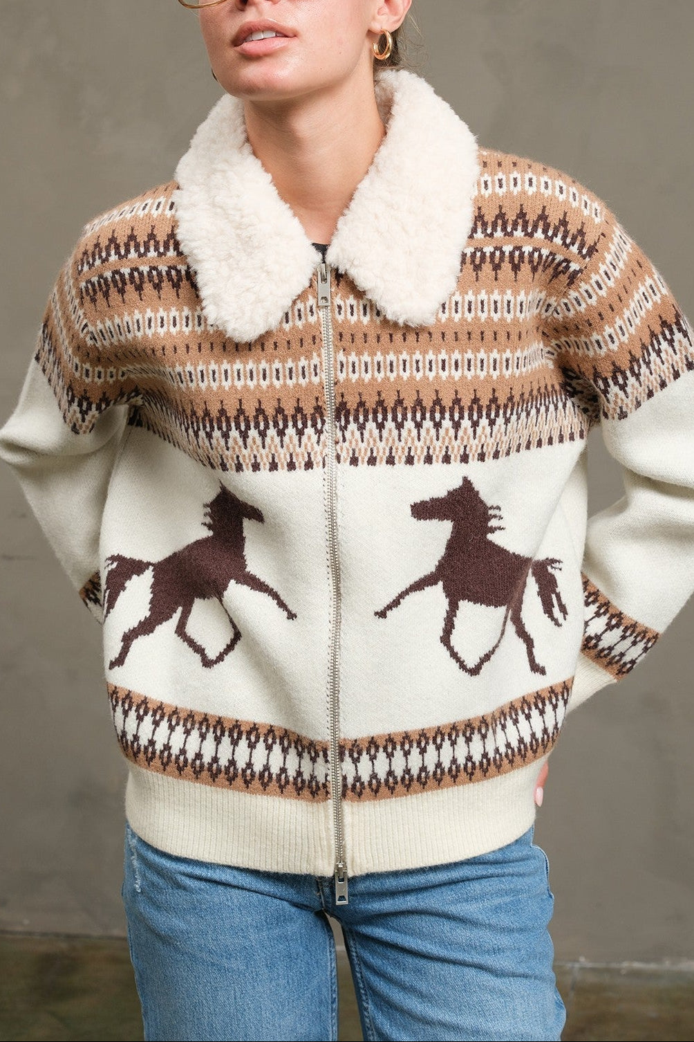 Western Fairisle Zip Cardigan