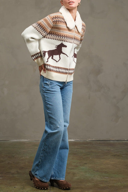 Western Fairisle Zip Cardigan