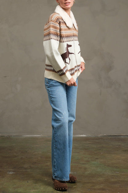 Western Fairisle Zip Cardigan