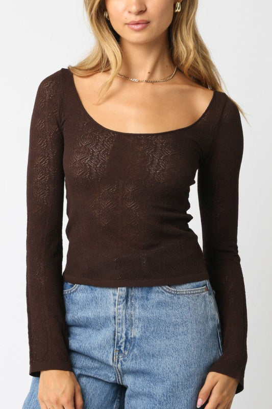 Lightweight Knit Top | Brown