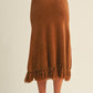 Wooly Love Ya Fringe Sweater Skirt | Camel