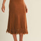 Wooly Love Ya Fringe Sweater Skirt | Camel