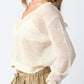 Light Layers V Neck Cardigan | Ecru