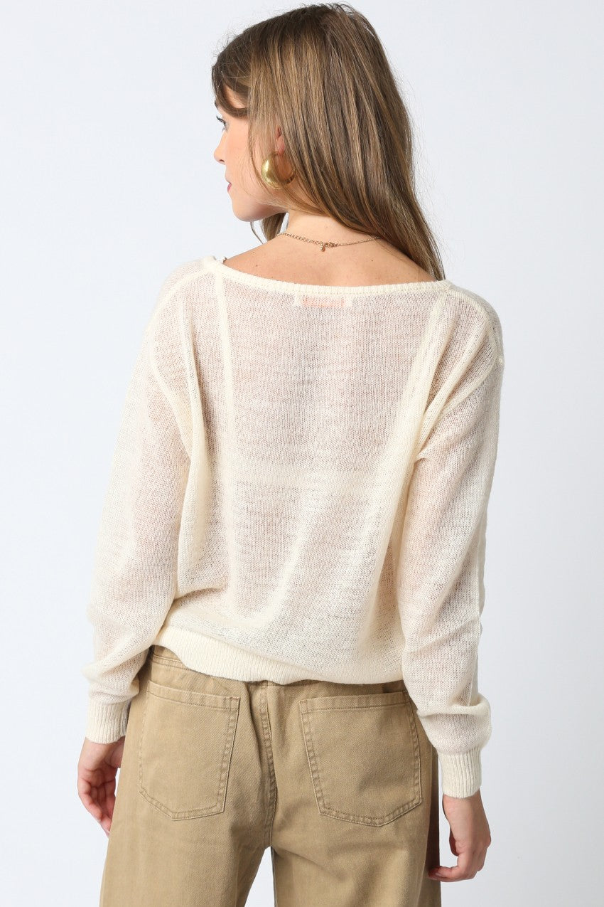 Light Layers V Neck Cardigan | Ecru