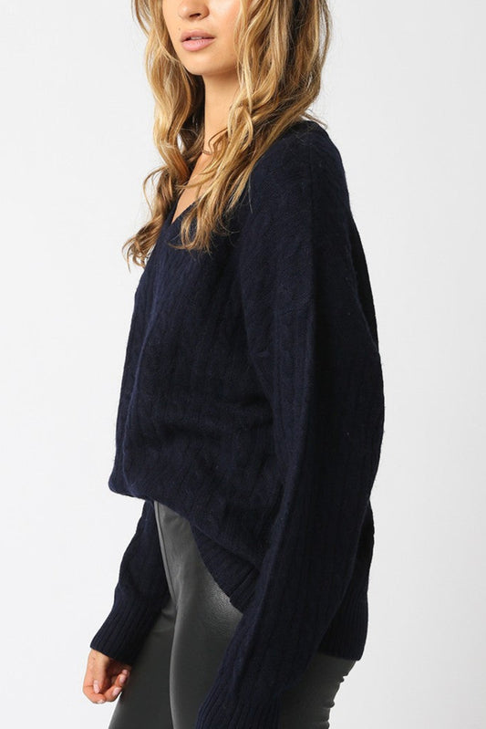 Study Buddy Cable Knit Sweater | Navy