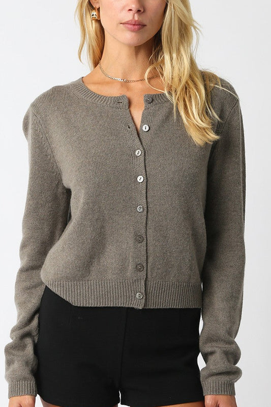 Winter Wool Blend Cardigan | Grey