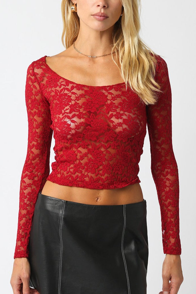 Dentelle Florale Top | Scarlet