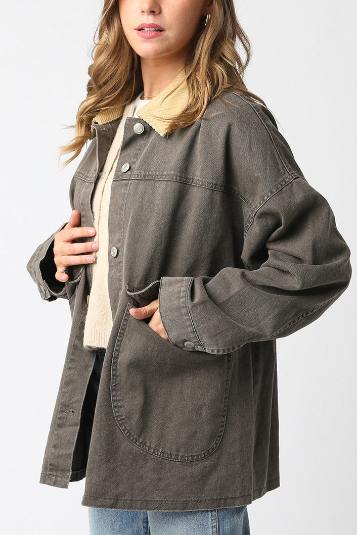 Barn Shacket | Grey Khaki