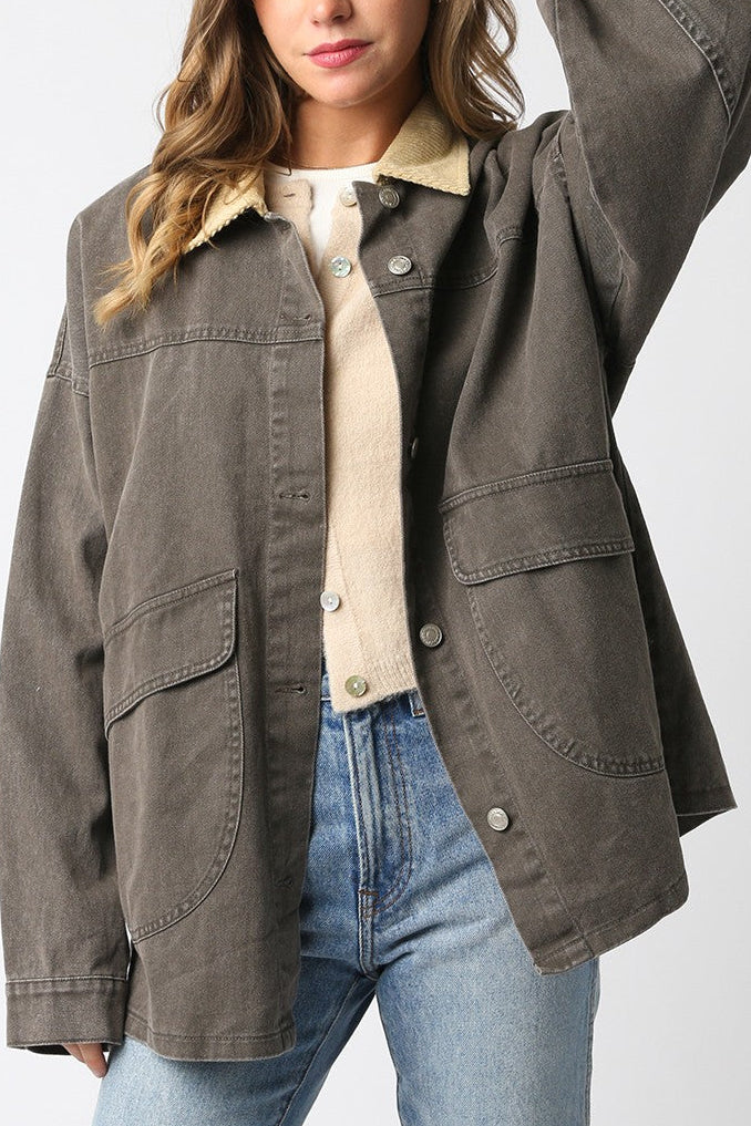 Barn Shacket | Grey Khaki