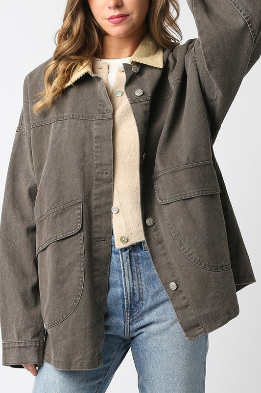 Barn Shacket | Grey Khaki