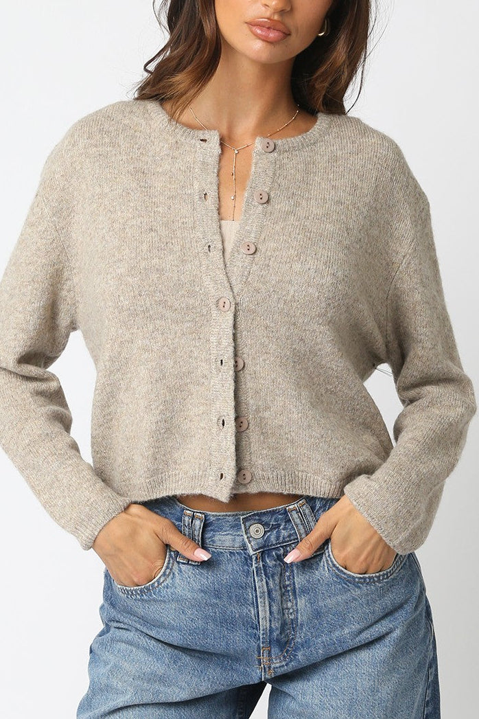 Ryanne Basic Cardigan | Taupe