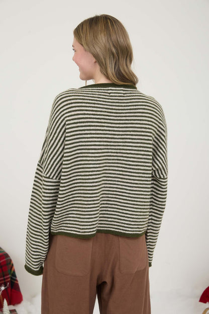 Piper Mini Stripe Cardigan | Olive