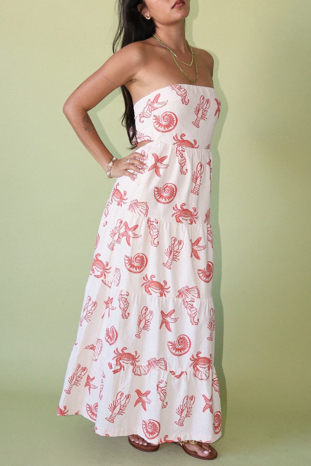 Sea Life Strapless Maxi Dress