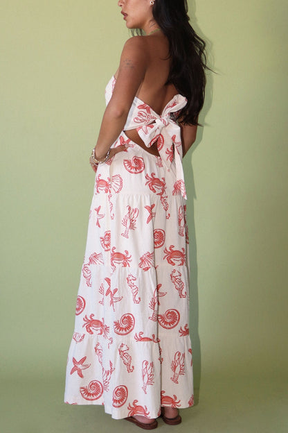 Sea Life Strapless Maxi Dress