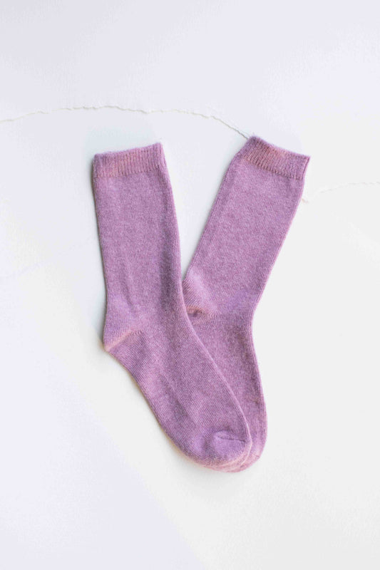 Wool Cashmere Blend Socks | Lilac