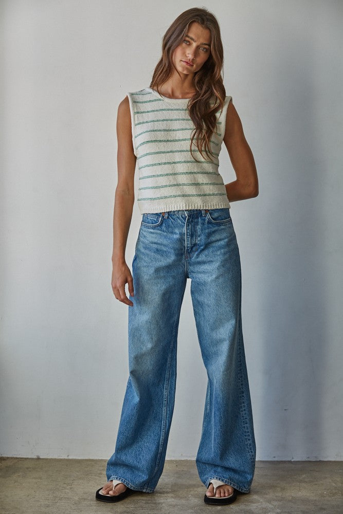 Banks Stripe Sweater Top | Green
