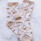 Floral Circle Stitch Socks | Beige + Coral