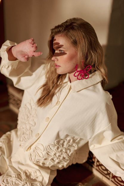 Ivory Floral Cropped Shacket