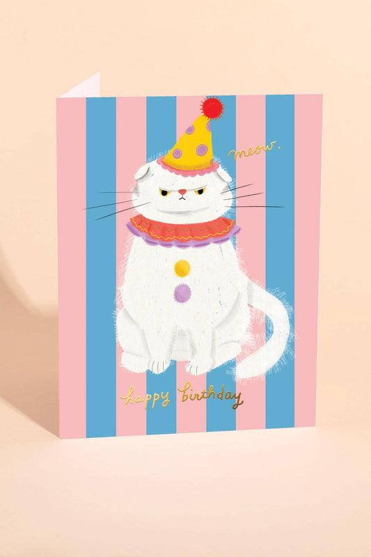 Clowny Cat Birthday Card