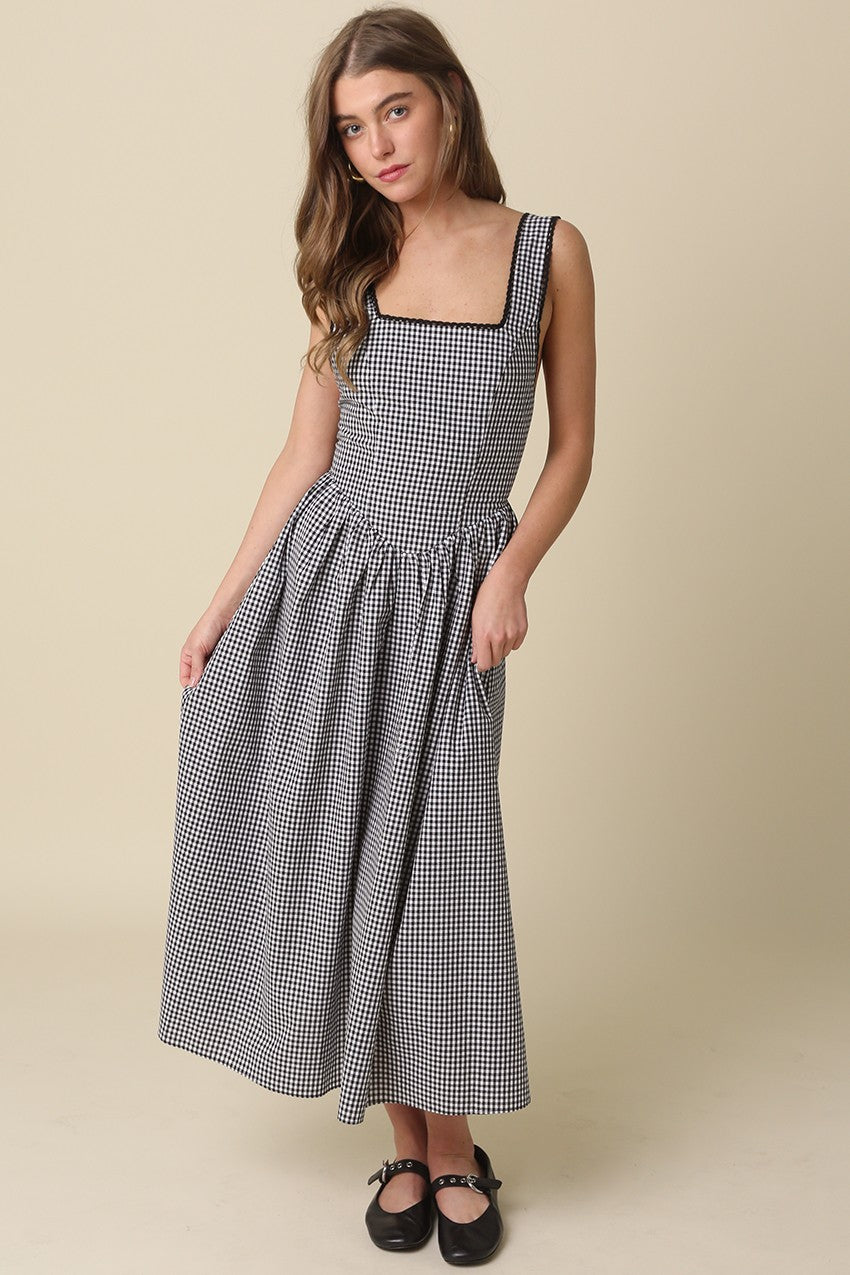 Run It Back Gingham Midi Dress