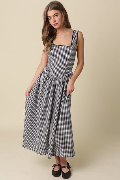 Run It Back Gingham Midi Dress