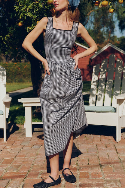 Run It Back Gingham Midi Dress