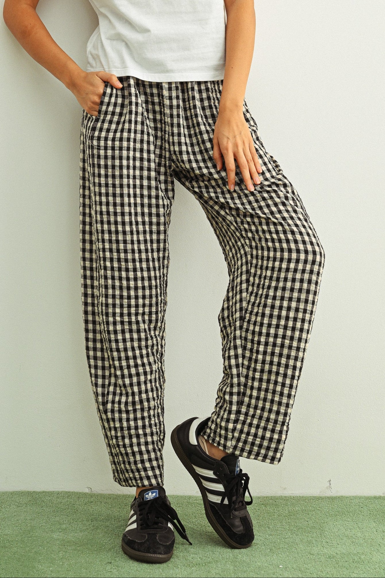 Gingham Straight Leg Pants