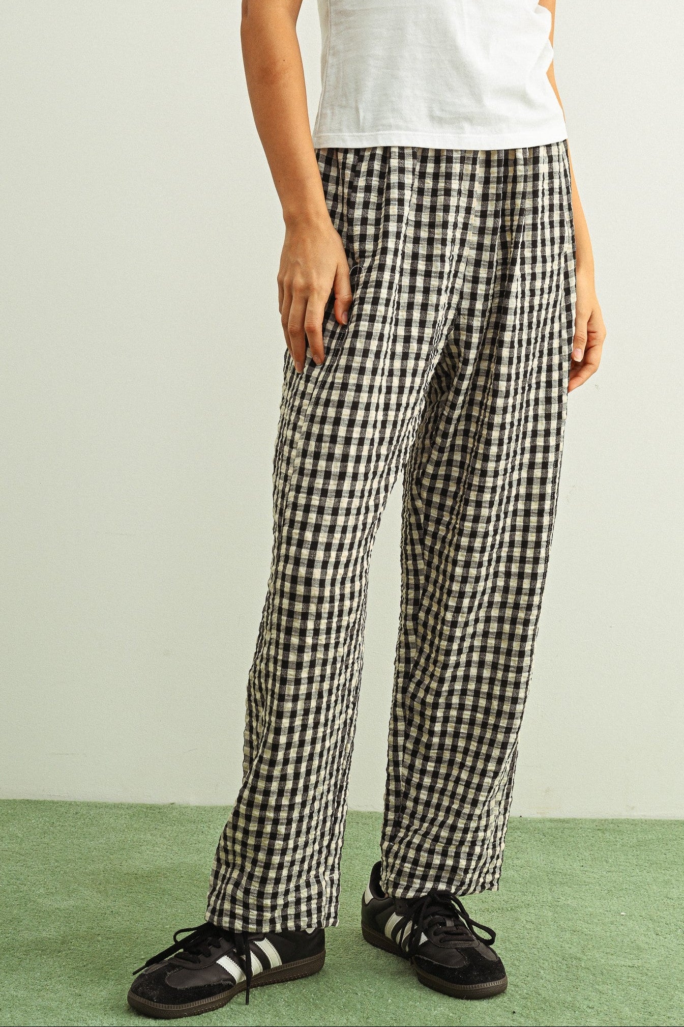 Gingham Straight Leg Pants