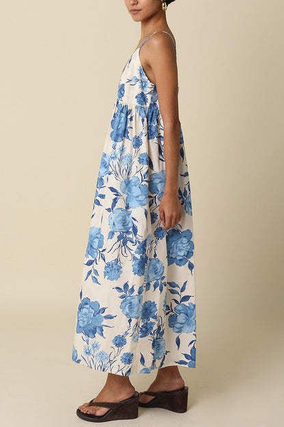 Laila Midi Dress | Blue Floral