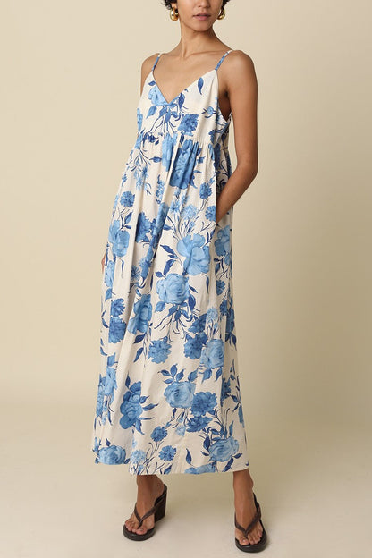 Laila Midi Dress | Blue Floral