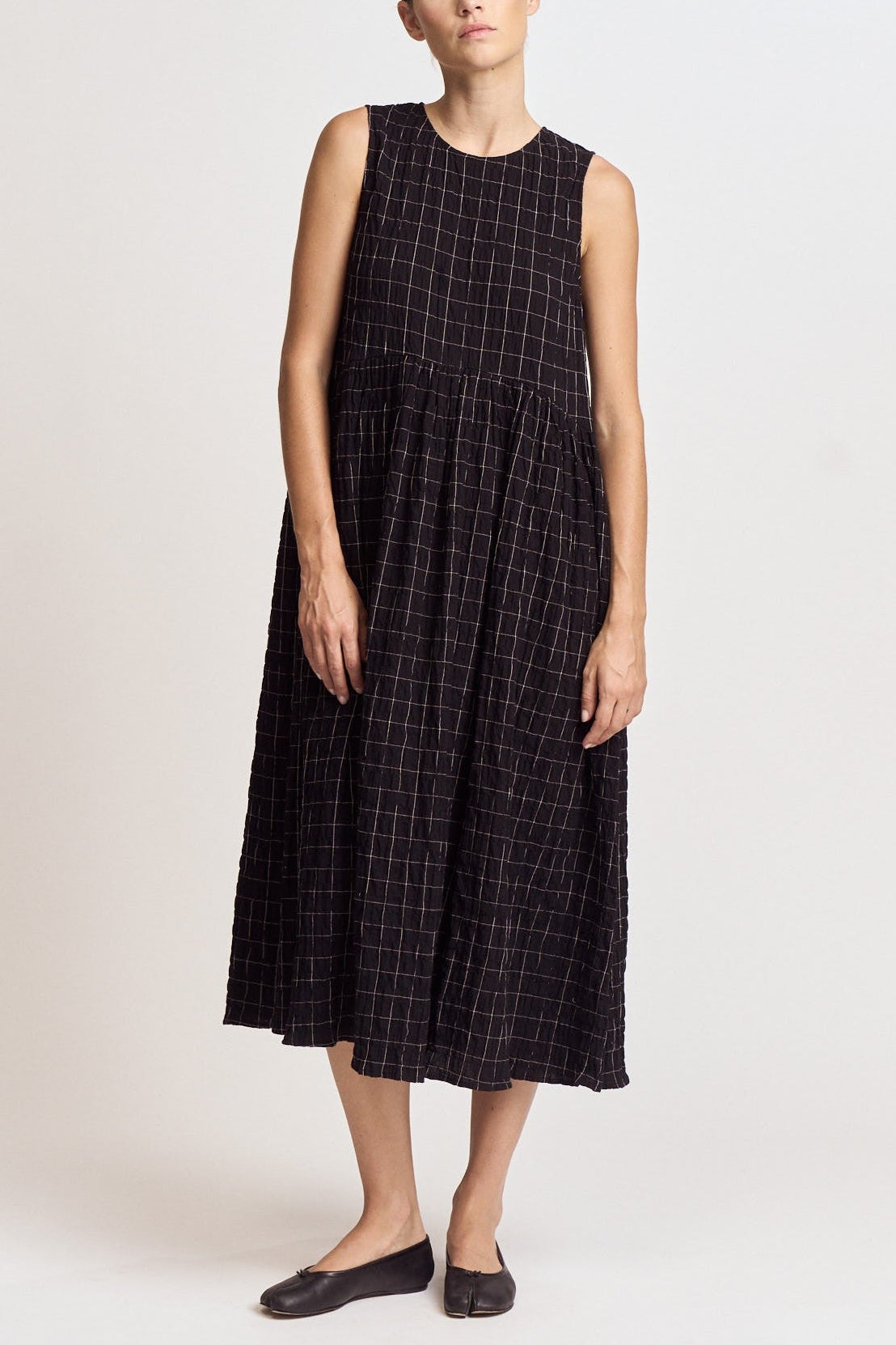 Sundaze Windowpane Midi Dress | Black